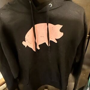 Black Hoodie with Pink Pig Graphic - Men's Casual Pullover Pink Floyd